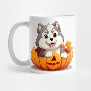 Siberian Husky Dog inside Pumpkin #3 Mug